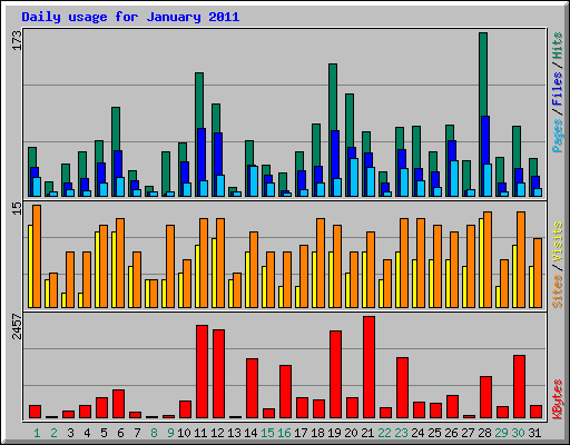 Daily usage for January 2011
