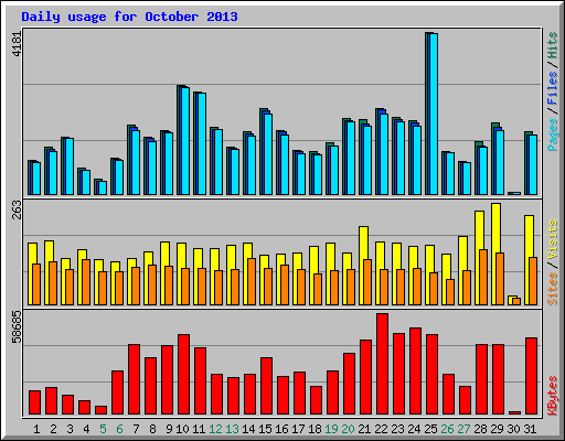 Daily usage for October 2013