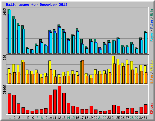 Daily usage for December 2013