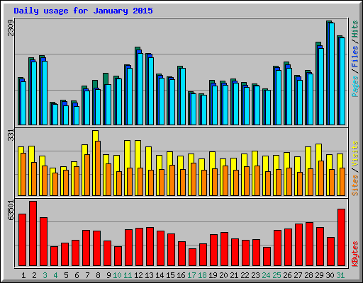 Daily usage for January 2015