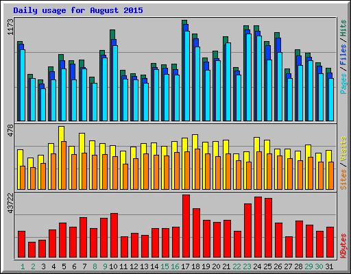 Daily usage for August 2015