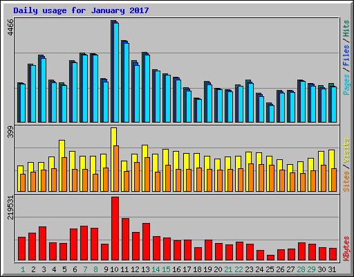 Daily usage for January 2017