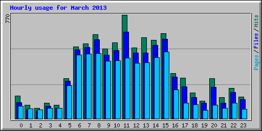 Hourly usage for March 2013