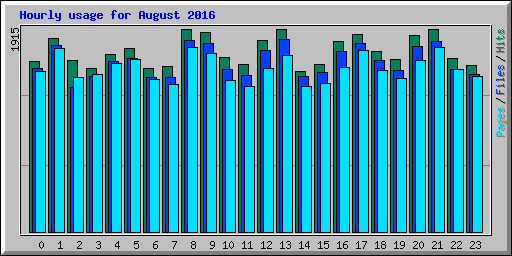 Hourly usage for August 2016